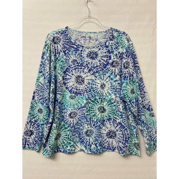 Lands' End Other - Lands' End Top 2X Blue Green Tie Dye Sun Protection Long Sleeve Outdoor